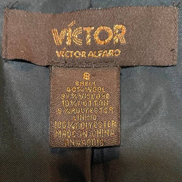 Victor Alfaro Wool Blend Blazer Jacket Double Breasted Oversized Collar Gray 8 - Picture 8 of 9